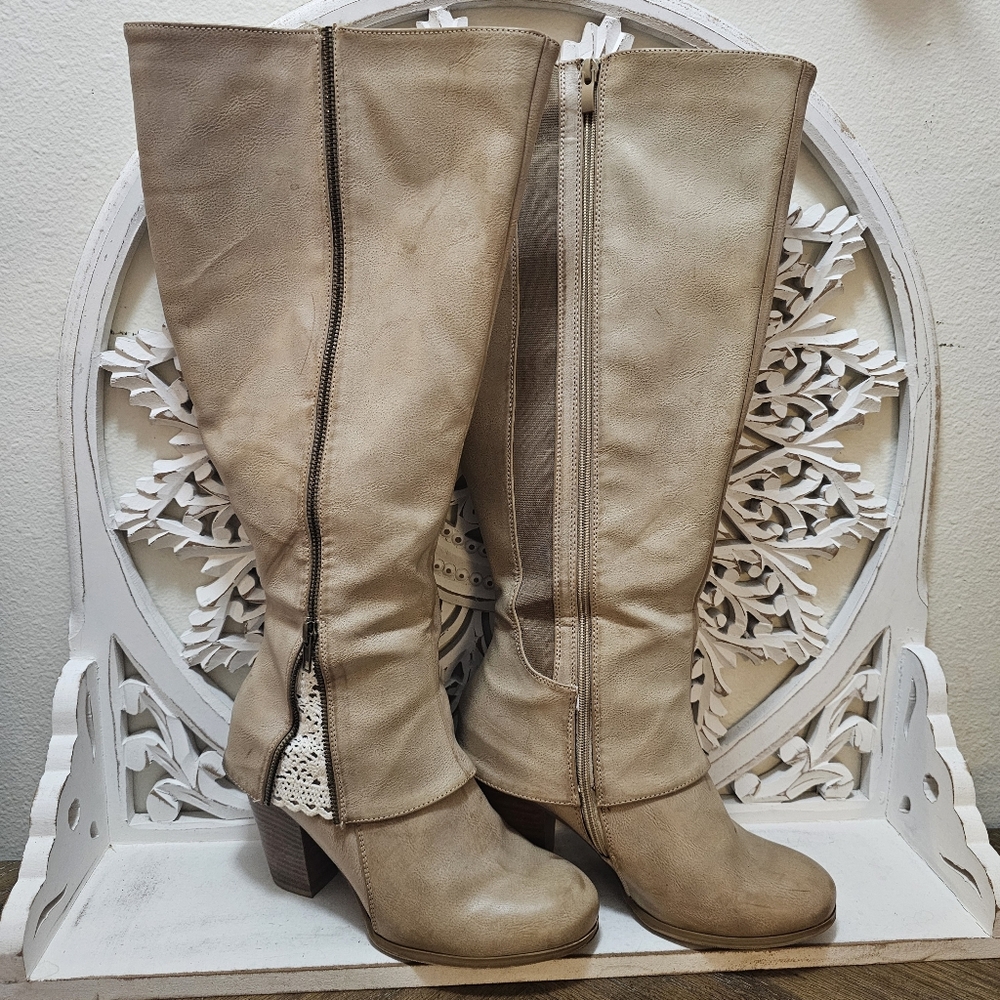 Torrid Women's Tan Knee-High Boots size 8.5 wide calf